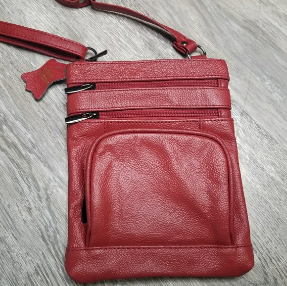 Handbags - Red Leather Crossbody Bag